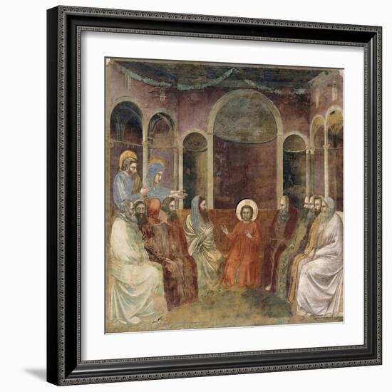 Jesus in Temple Among Doctors, Detail from Life and Passion of Christ-Giotto di Bondone-Framed Giclee Print