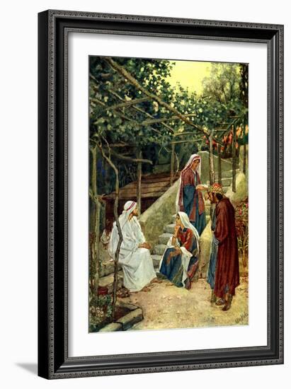 Jesus in the home of Martha - Bible-William Brassey Hole-Framed Giclee Print