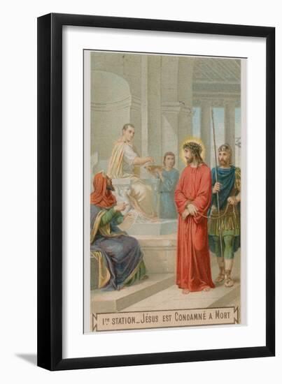 Jesus Is Condemned to Death. the First Station of the Cross-null-Framed Giclee Print