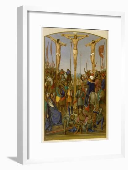 Jesus is Crucified Along with Two Other Convicted Criminals-Jean Fouquet-Framed Art Print