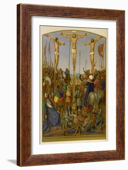 Jesus is Crucified Along with Two Other Convicted Criminals-Jean Fouquet-Framed Art Print