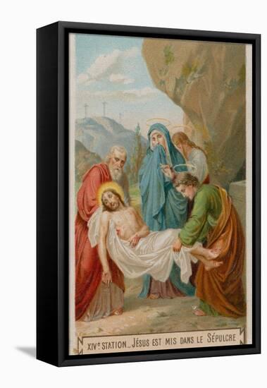 Jesus Is Laid in the Tomb. the Fourteenth Station of the Cross-null-Framed Premier Image Canvas