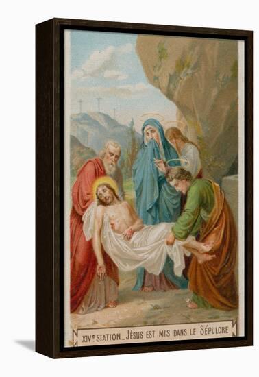 Jesus Is Laid in the Tomb. the Fourteenth Station of the Cross-null-Framed Premier Image Canvas