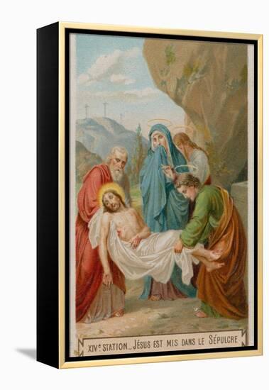 Jesus Is Laid in the Tomb. the Fourteenth Station of the Cross-null-Framed Premier Image Canvas