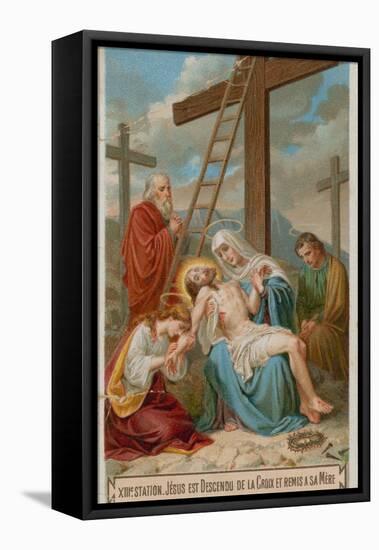 Jesus Is Taken Down from the Cross and Restored to His Mother. the Thirteenth Station of the Cross-null-Framed Premier Image Canvas