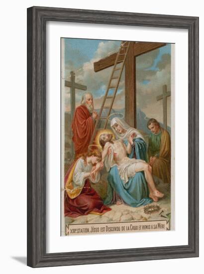 Jesus Is Taken Down from the Cross and Restored to His Mother. the Thirteenth Station of the Cross-null-Framed Giclee Print