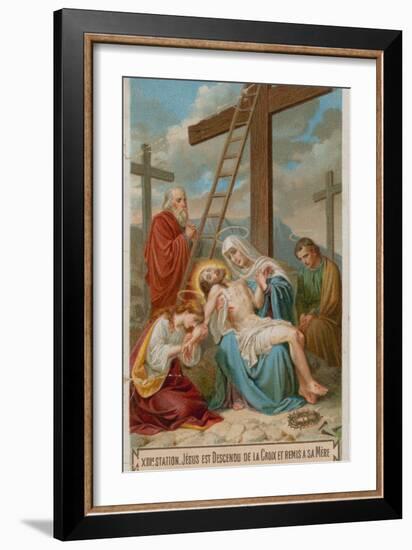 Jesus Is Taken Down from the Cross and Restored to His Mother. the Thirteenth Station of the Cross-null-Framed Giclee Print