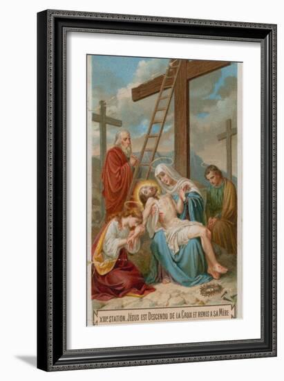 Jesus Is Taken Down from the Cross and Restored to His Mother. the Thirteenth Station of the Cross-null-Framed Giclee Print