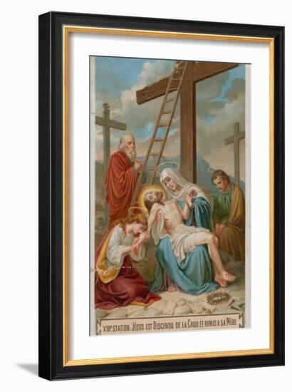 Jesus Is Taken Down from the Cross and Restored to His Mother. the Thirteenth Station of the Cross-null-Framed Giclee Print