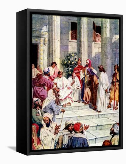 Jesus is taken to Pontius Pilate - Bible-William Brassey Hole-Framed Premier Image Canvas