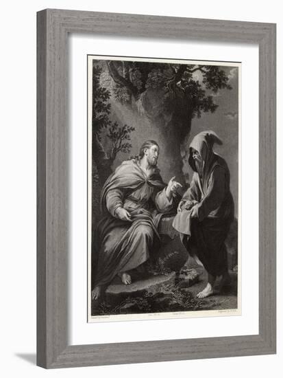 Jesus is Tempted by Satan in the Wilderness, Command This Stone That It be Made Bread-Francis Holl-Framed Art Print