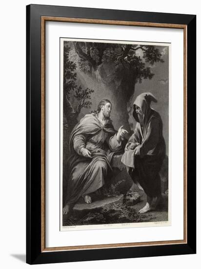 Jesus is Tempted by Satan in the Wilderness, Command This Stone That It be Made Bread-Francis Holl-Framed Art Print