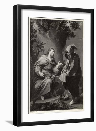 Jesus is Tempted by Satan in the Wilderness, Command This Stone That It be Made Bread-Francis Holl-Framed Art Print
