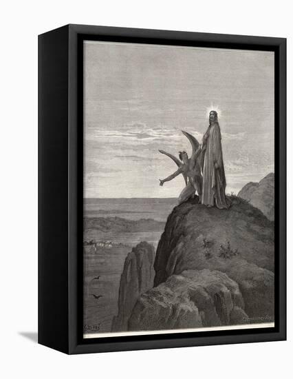 Jesus is Tempted by Satan in the Wilderness-Gustave Dor?-Framed Premier Image Canvas