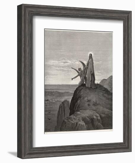 Jesus is Tempted by Satan in the Wilderness-Gustave Dor?-Framed Photographic Print