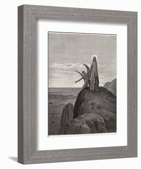 Jesus is Tempted by Satan in the Wilderness-Gustave Dor?-Framed Photographic Print