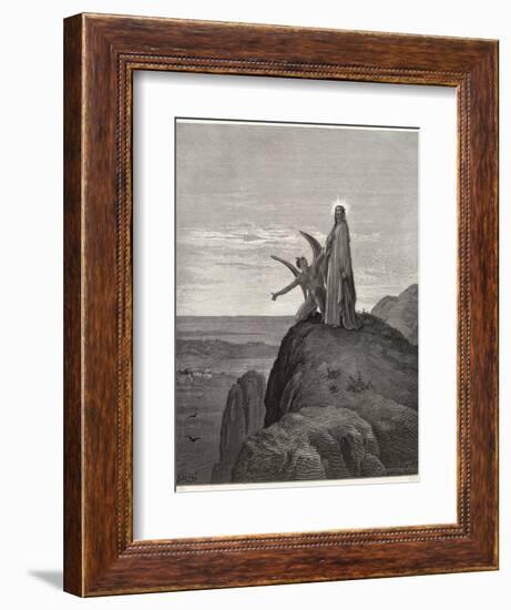 Jesus is Tempted by Satan in the Wilderness-Gustave Dor?-Framed Photographic Print