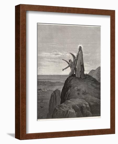 Jesus is Tempted by Satan in the Wilderness-Gustave Dor?-Framed Photographic Print