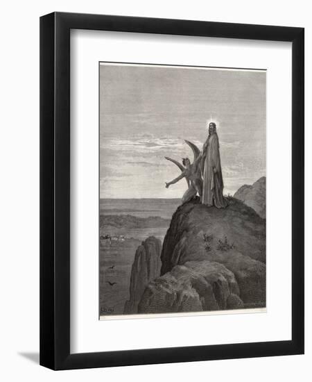 Jesus is Tempted by Satan in the Wilderness-Gustave Dor?-Framed Photographic Print