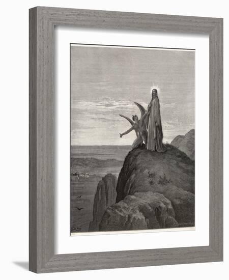 Jesus is Tempted by Satan in the Wilderness-Gustave Dor?-Framed Photographic Print