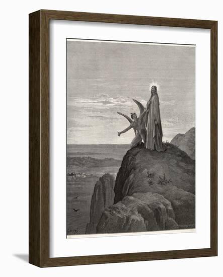 Jesus is Tempted by Satan in the Wilderness-Gustave Dor?-Framed Photographic Print