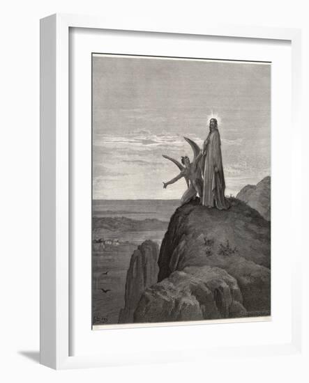 Jesus is Tempted by Satan in the Wilderness-Gustave Dor?-Framed Photographic Print