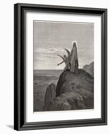 Jesus is Tempted by Satan in the Wilderness-Gustave Dor?-Framed Photographic Print