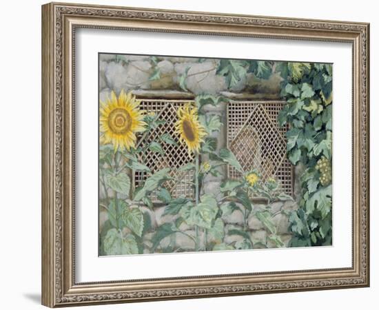 Jesus Looking Through a Lattice with Sunflowers, Illustration for 'The Life of Christ', C.1886-96-James Tissot-Framed Giclee Print