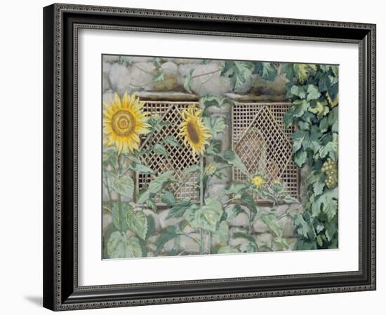 Jesus Looking Through a Lattice with Sunflowers, Illustration for 'The Life of Christ', C.1886-96-James Tissot-Framed Giclee Print