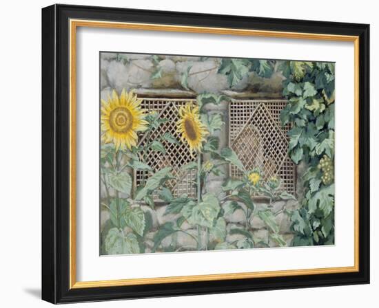 Jesus Looking Through a Lattice with Sunflowers, Illustration for 'The Life of Christ', C.1886-96-James Tissot-Framed Giclee Print