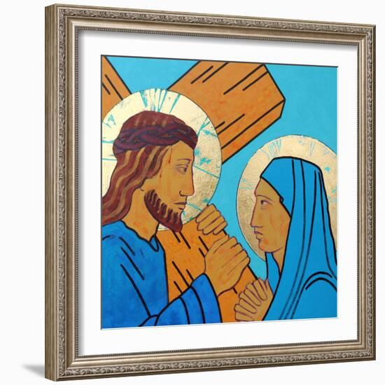 Jesus meets his mother-Sara Hayward-Framed Giclee Print