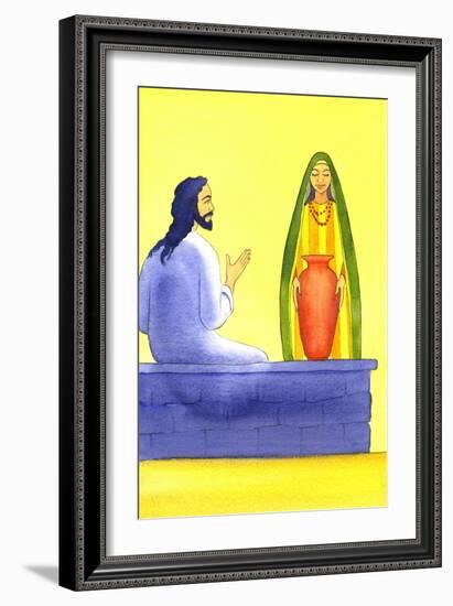 Jesus Meets the Samaritan Woman at the Well, 2001 (W/C on Paper)-Elizabeth Wang-Framed Giclee Print