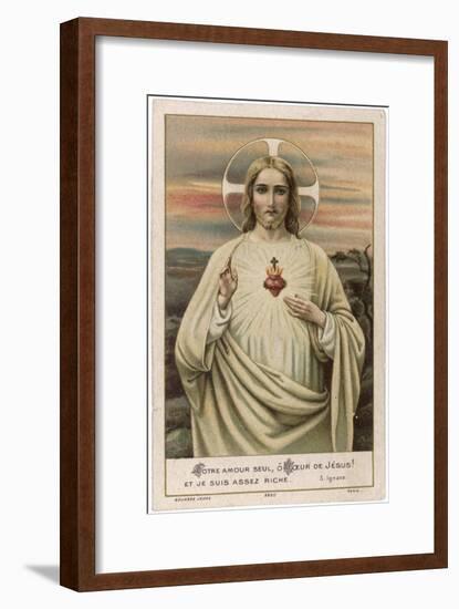 Jesus of Nazareth Displaying His Burning Heart in the Centre of His Chest-null-Framed Art Print