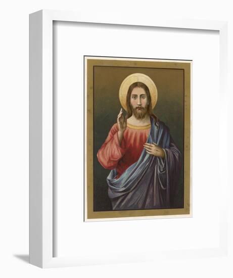 Jesus of Nazareth with His Right Hand Raised in a Blessing Gesture-null-Framed Art Print