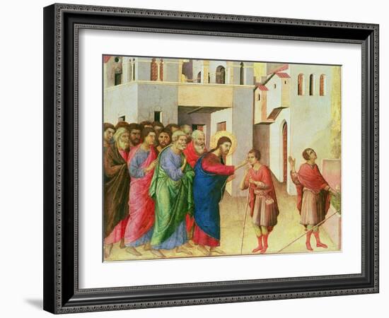 Jesus Opens the Eyes of a Man Born Blind, 1311-Duccio di Buoninsegna-Framed Giclee Print