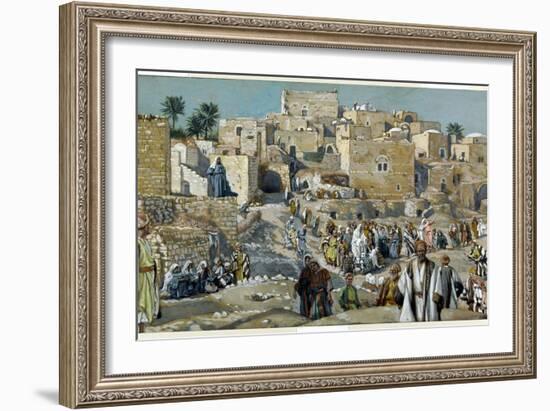 Jesus Passing Through the Villages on His Way to Jerusalem-James Tissot-Framed Giclee Print