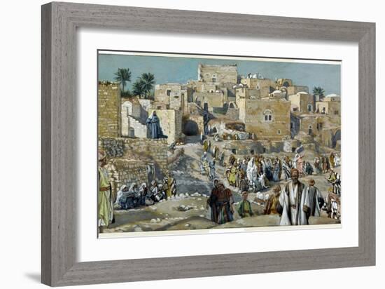 Jesus Passing Through the Villages on His Way to Jerusalem-James Tissot-Framed Giclee Print