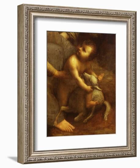 Jesus Playing with the Lamb, from St Anne, the Virgin Mary and the Christ Child, 1500-13, Detail-Leonardo da Vinci-Framed Giclee Print