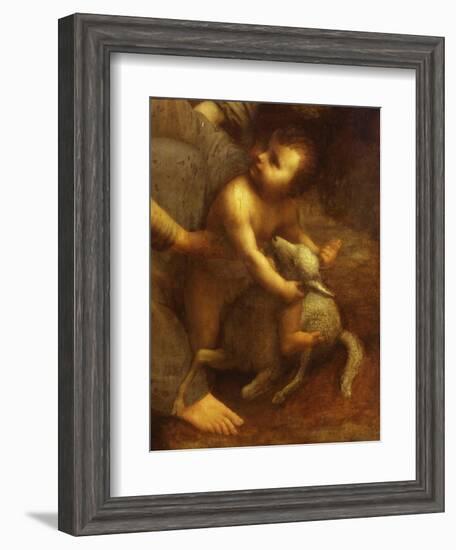 Jesus Playing with the Lamb, from St Anne, the Virgin Mary and the Christ Child, 1500-13, Detail-Leonardo da Vinci-Framed Giclee Print