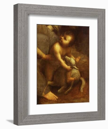 Jesus Playing with the Lamb, from St Anne, the Virgin Mary and the Christ Child, 1500-13, Detail-Leonardo da Vinci-Framed Giclee Print