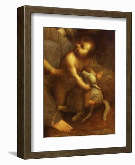 Jesus Playing with the Lamb, from St Anne, the Virgin Mary and the Christ Child, 1500-13, Detail-Leonardo da Vinci-Framed Giclee Print