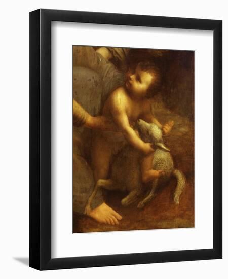 Jesus Playing with the Lamb, from St Anne, the Virgin Mary and the Christ Child, 1500-13, Detail-Leonardo da Vinci-Framed Giclee Print