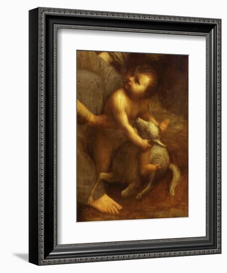 Jesus Playing with the Lamb, from St Anne, the Virgin Mary and the Christ Child, 1500-13, Detail-Leonardo da Vinci-Framed Giclee Print