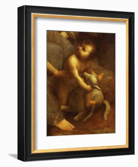 Jesus Playing with the Lamb, from St Anne, the Virgin Mary and the Christ Child, 1500-13, Detail-Leonardo da Vinci-Framed Giclee Print