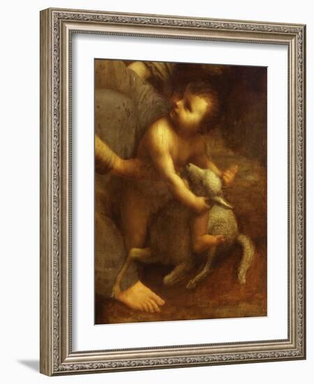 Jesus Playing with the Lamb, from St Anne, the Virgin Mary and the Christ Child, 1500-13, Detail-Leonardo da Vinci-Framed Giclee Print