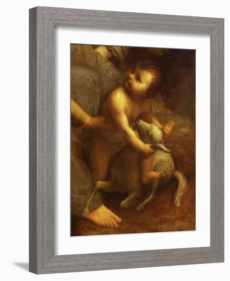 Jesus Playing with the Lamb, from St Anne, the Virgin Mary and the Christ Child, 1500-13, Detail-Leonardo da Vinci-Framed Giclee Print