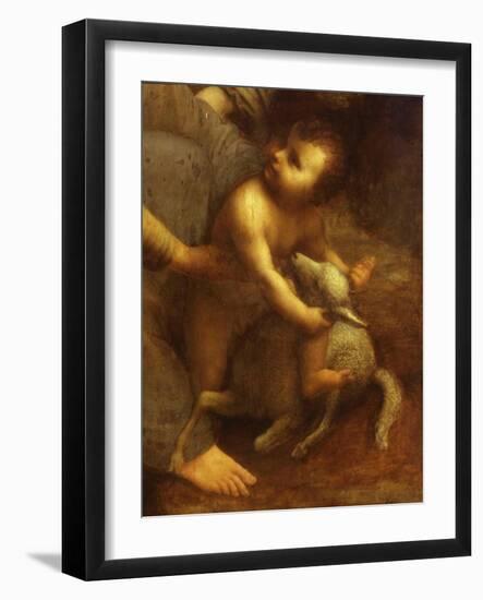 Jesus Playing with the Lamb, from St Anne, the Virgin Mary and the Christ Child, 1500-13, Detail-Leonardo da Vinci-Framed Giclee Print