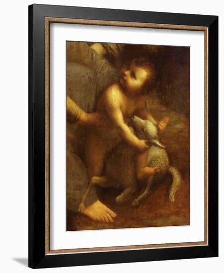 Jesus Playing with the Lamb, from St Anne, the Virgin Mary and the Christ Child, 1500-13, Detail-Leonardo da Vinci-Framed Giclee Print