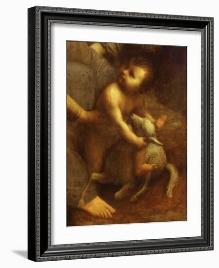 Jesus Playing with the Lamb, from St Anne, the Virgin Mary and the Christ Child, 1500-13, Detail-Leonardo da Vinci-Framed Giclee Print