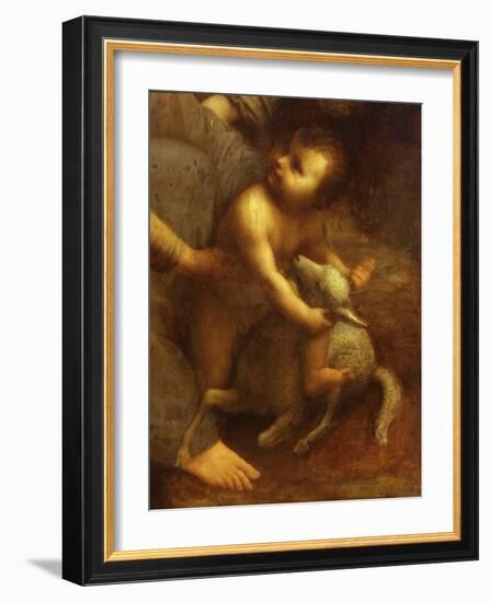 Jesus Playing with the Lamb, from St Anne, the Virgin Mary and the Christ Child, 1500-13, Detail-Leonardo da Vinci-Framed Giclee Print